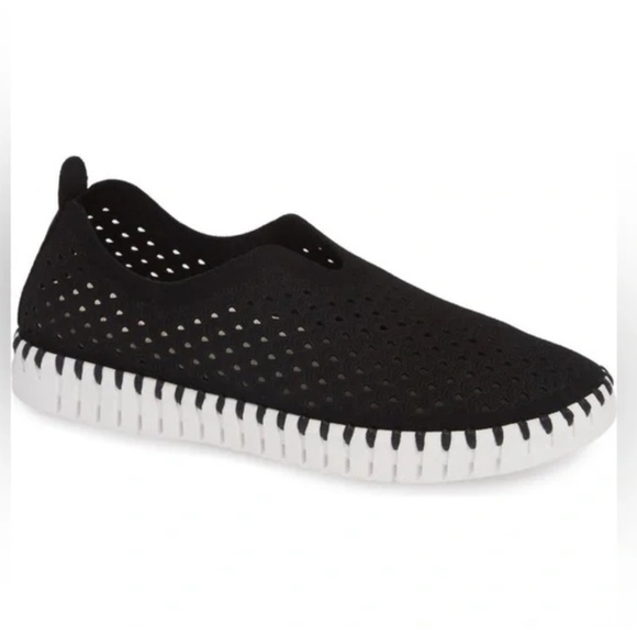 Ilse Jacobsen Shoes - Ilse Jacobsen Perforated Tulip Slip On Black Sneakers Size 9.5